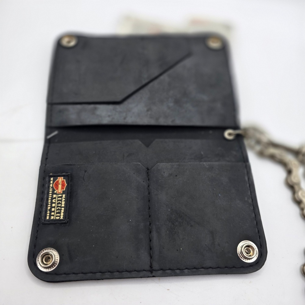Harley Davidson Littlearth Recycled Rubber Chain Wallet Black Biker Bar Shield - Picture 4 of 10